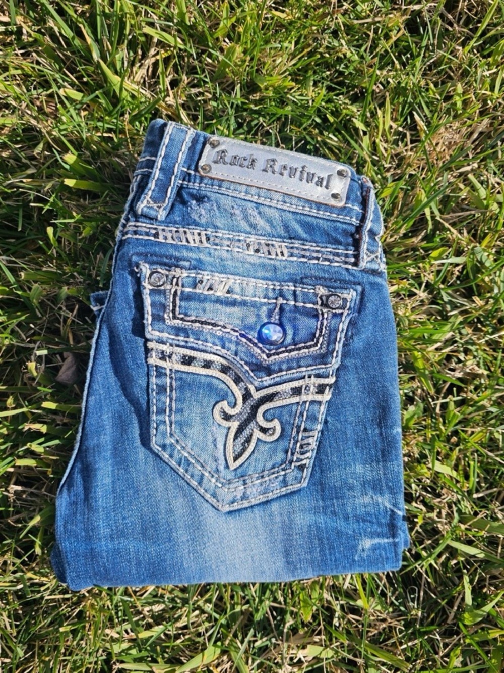 Rock Revival Kai Boot Jeans Size 25 Women’s Distressed Stretch Denim Low Rise